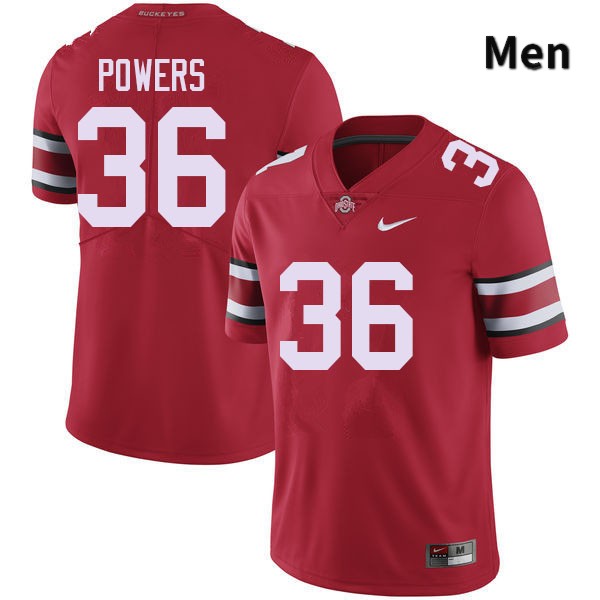 Ohio State Buckeyes Gabe Powers Men's #36 Red Authentic Stitched College Football Jersey